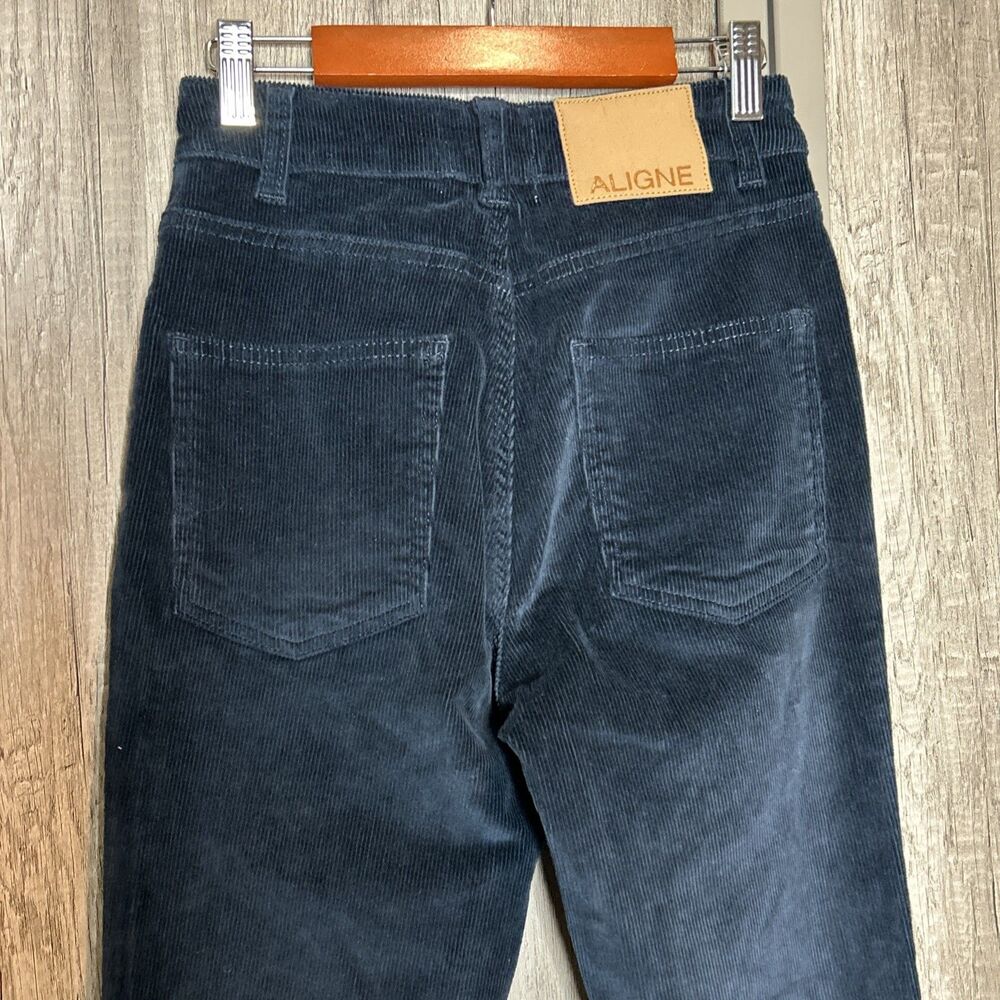 ALIGNE Corduroy Pants Size 25 Slim Flare Navy Cord - Picture 7 of 10